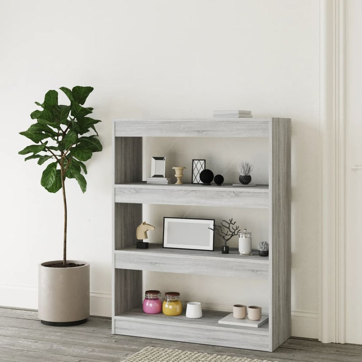 Boekenkast/kamerscherm 80x30x103 cm bewerkt hout grijs sonoma - Griffin Retail