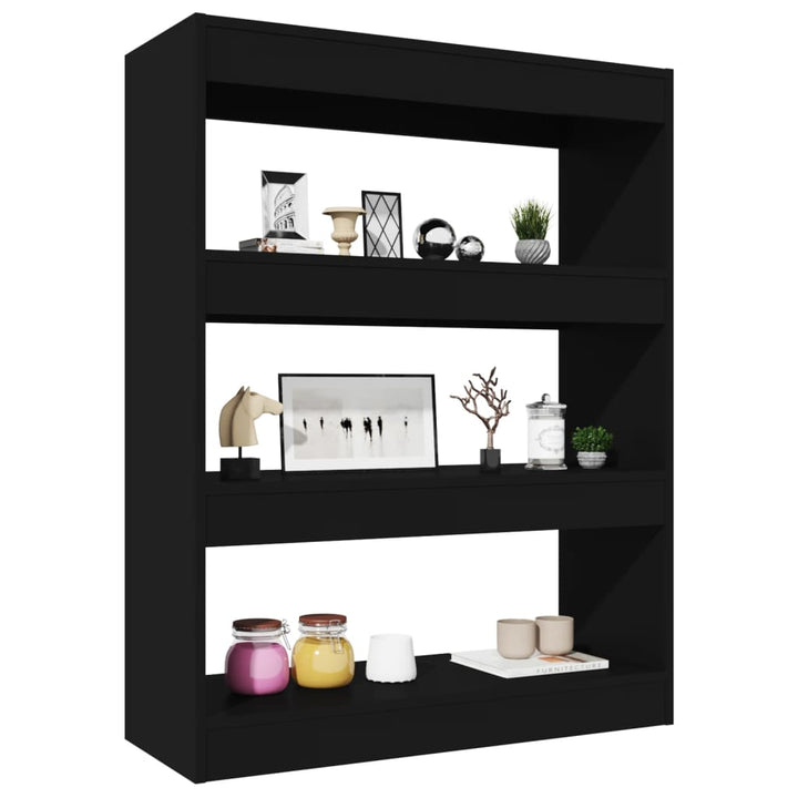 Boekenkast/kamerscherm 80x30x103 cm bewerkt hout zwart - Griffin Retail