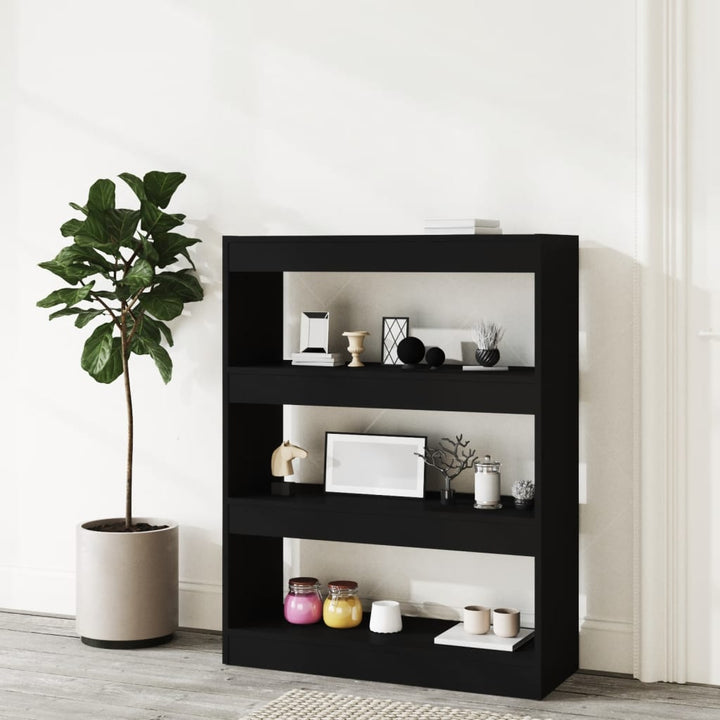 Boekenkast/kamerscherm 80x30x103 cm bewerkt hout zwart - Griffin Retail