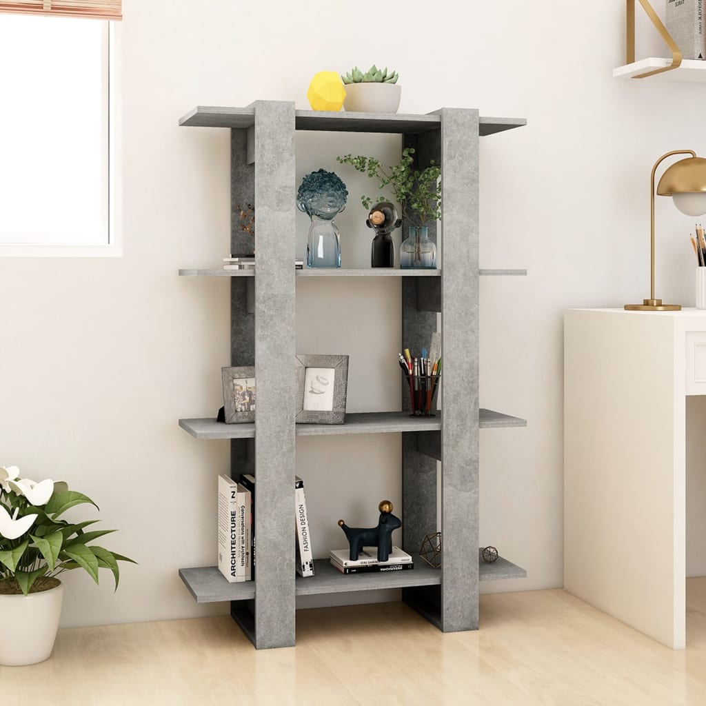 Boekenkast/kamerscherm 80x30x123,5 cm betongrijs - Griffin Retail