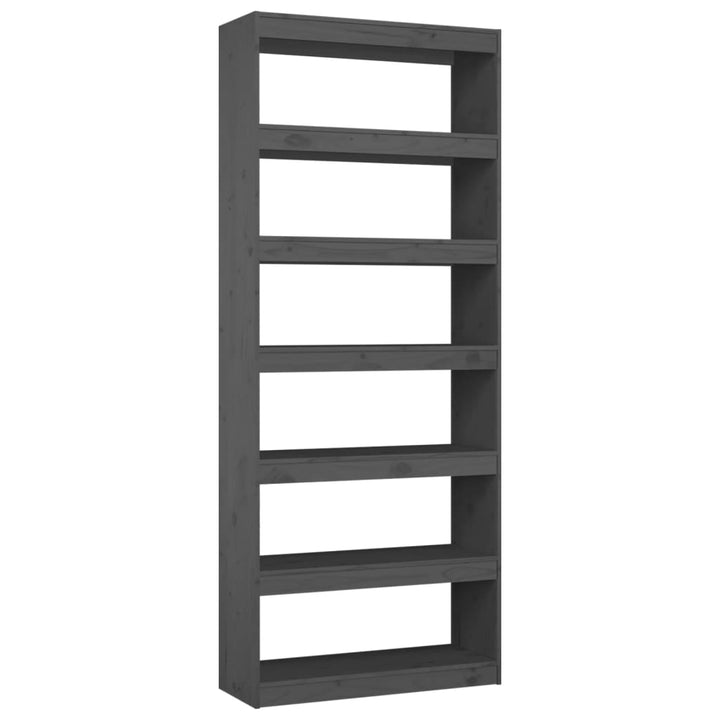 Boekenkast/kamerscherm 80x30x199,5 cm massief grenenhout grijs - Griffin Retail