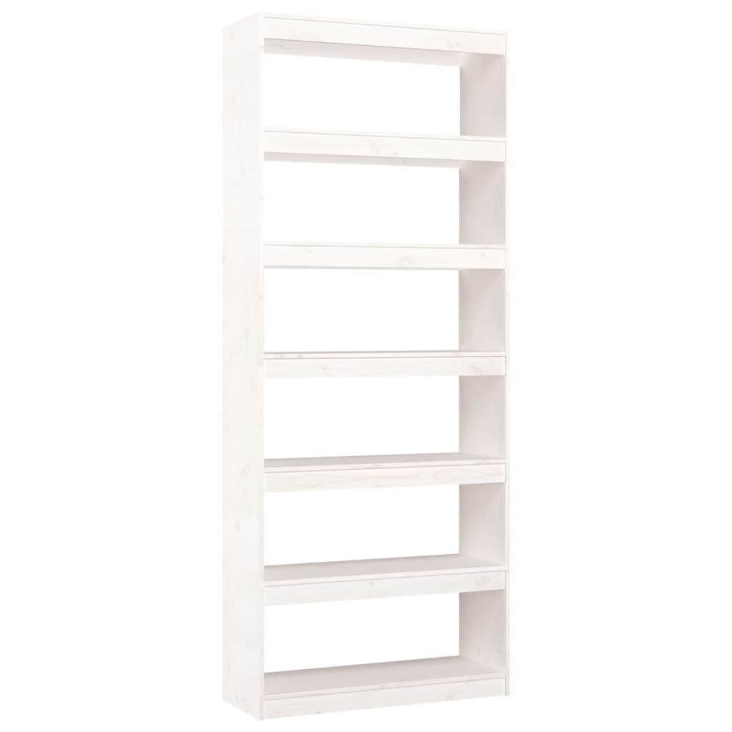 Boekenkast/kamerscherm 80x30x199,5 cm massief grenenhout wit - Griffin Retail