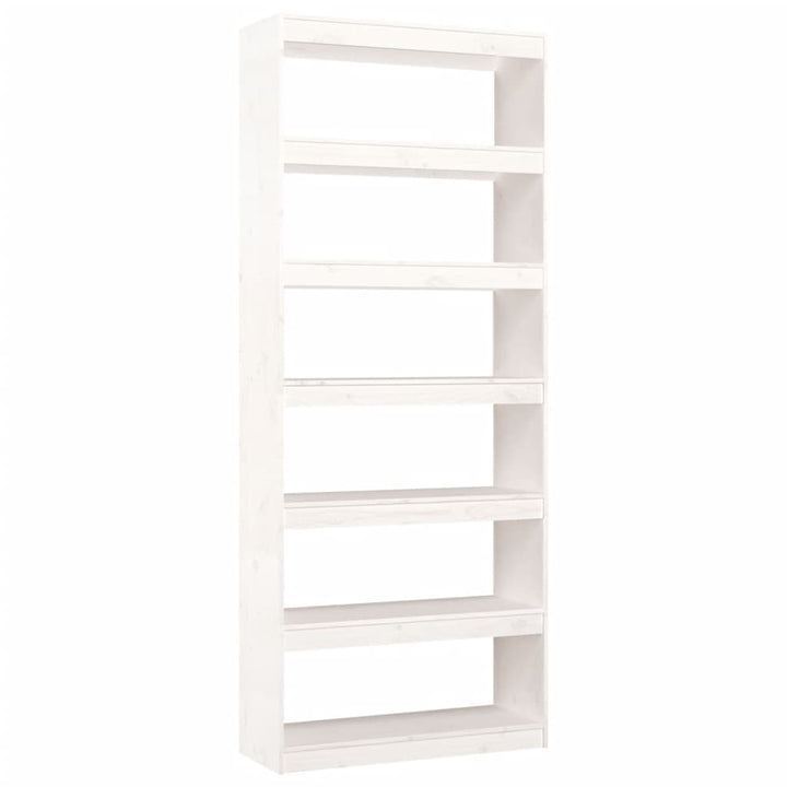 Boekenkast/kamerscherm 80x30x199,5 cm massief grenenhout wit - Griffin Retail