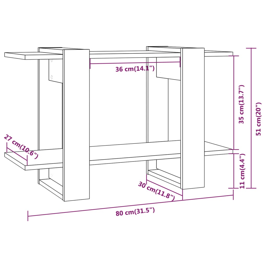 Boekenkast/kamerscherm 80x30x51 cm gerookt eikenkleurig - Griffin Retail