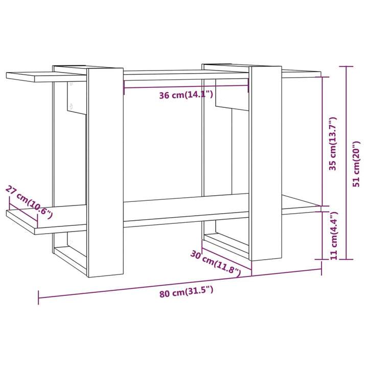 Boekenkast/kamerscherm 80x30x51 cm hoogglans wit - Griffin Retail