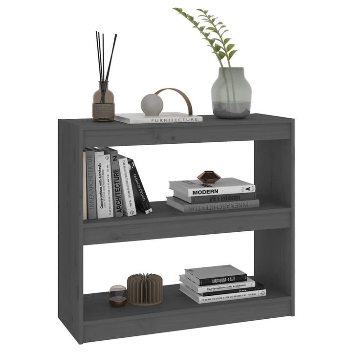 Boekenkast/kamerscherm 80x30x71,5 cm massief grenenhout grijs - Griffin Retail