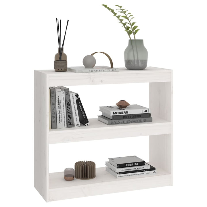 Boekenkast/kamerscherm 80x30x71,5 cm massief grenenhout wit - Griffin Retail