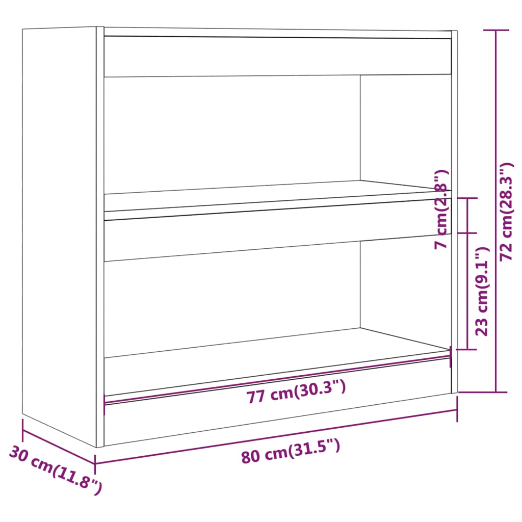 Boekenkast/kamerscherm 80x30x72 cm hoogglans wit - Griffin Retail