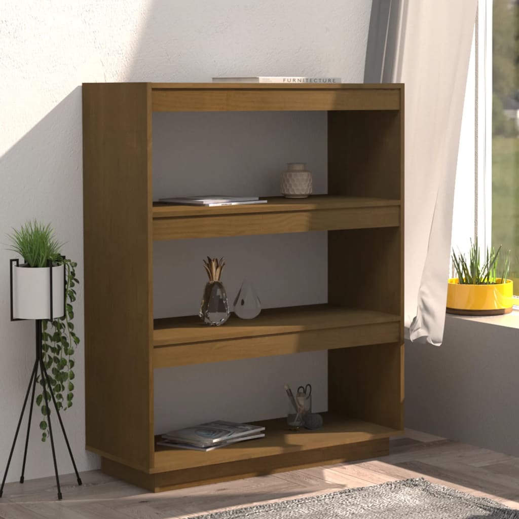 Boekenkast/kamerscherm 80x35x103 cm grenenhout honingbruin - Griffin Retail