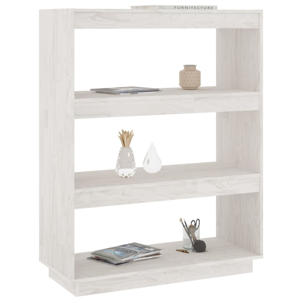 Boekenkast/kamerscherm 80x35x103 cm massief grenenhout wit - Griffin Retail