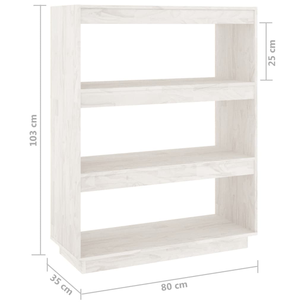 Boekenkast/kamerscherm 80x35x103 cm massief grenenhout wit - Griffin Retail