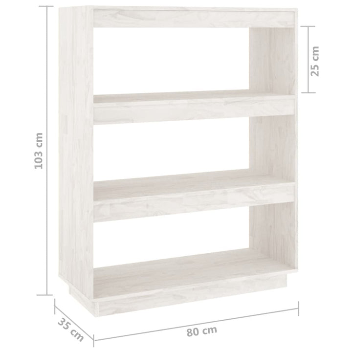 Boekenkast/kamerscherm 80x35x103 cm massief grenenhout wit - Griffin Retail