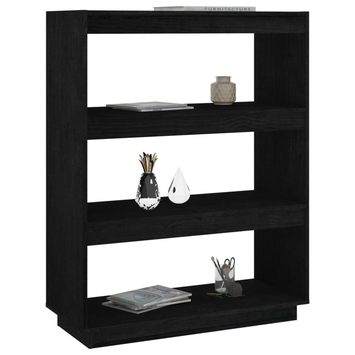 Boekenkast/kamerscherm 80x35x103 cm massief grenenhout zwart - Griffin Retail