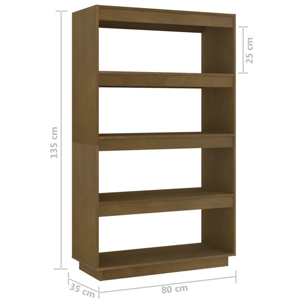 Boekenkast/kamerscherm 80x35x135 cm grenenhout honingbruin - Griffin Retail