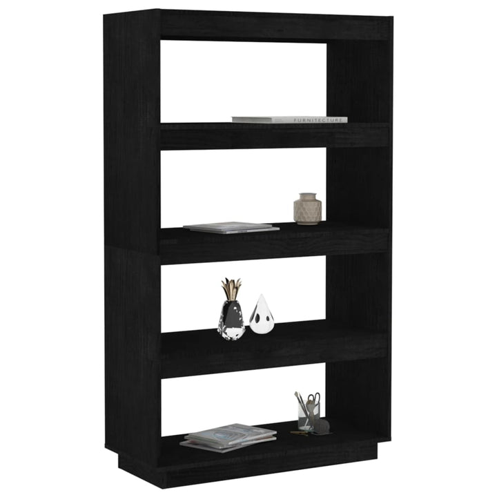 Boekenkast/kamerscherm 80x35x135 cm massief grenenhout zwart - Griffin Retail