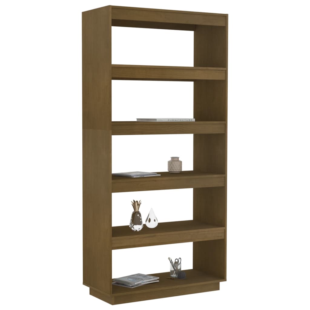 Boekenkast/kamerscherm 80x35x167 cm grenenhout honingbruin - Griffin Retail