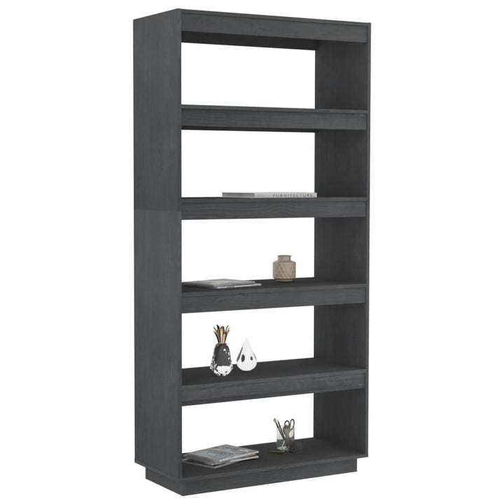 Boekenkast/kamerscherm 80x35x167 cm massief grenenhout grijs - Griffin Retail