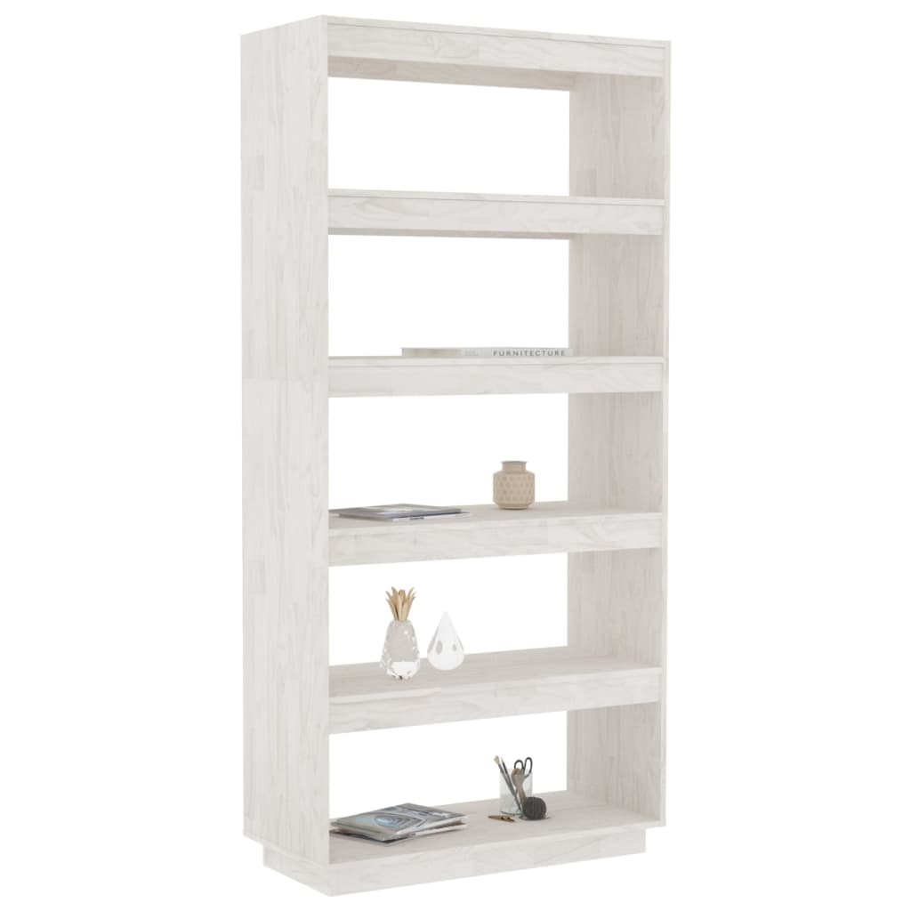 Boekenkast/kamerscherm 80x35x167 cm massief grenenhout wit - Griffin Retail