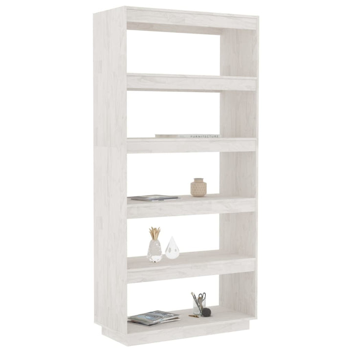 Boekenkast/kamerscherm 80x35x167 cm massief grenenhout wit - Griffin Retail