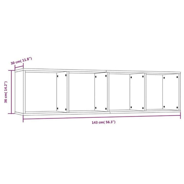 Boekenkast/tv-meubel 143x30x36 cm bewerkt hout bruineikenkleur - Griffin Retail