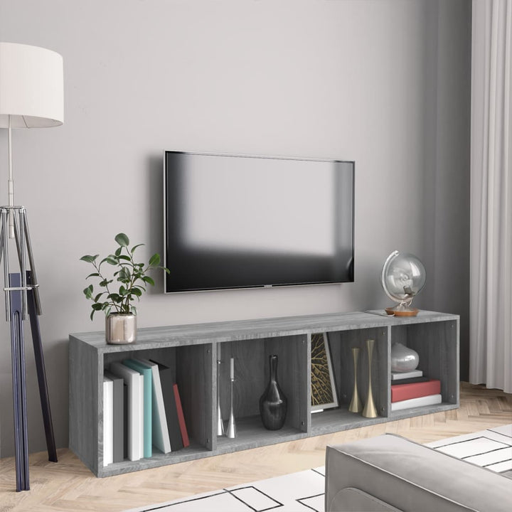 Boekenkast/tv-meubel 143x30x36 cm bewerkt hout grijs sonoma - Griffin Retail