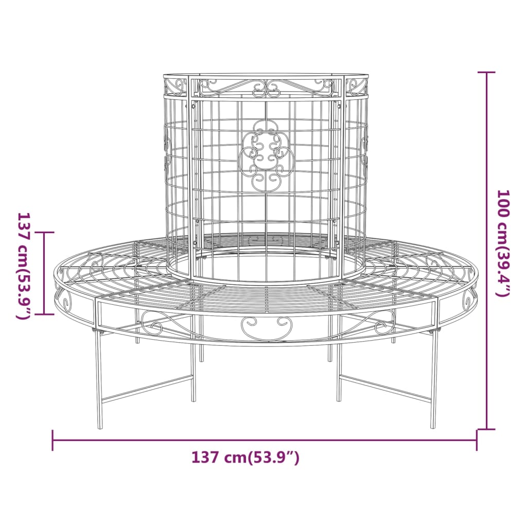 Boombank rond ø˜137 cm staal zwart - Griffin Retail