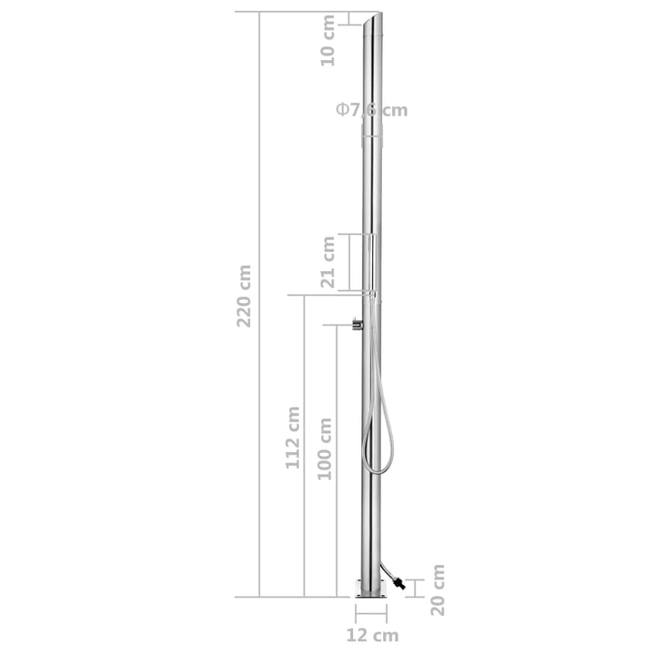 Buitendouche 220 cm roestvrij staal - Griffin Retail