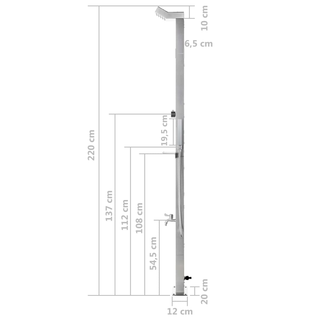 Buitendouche 220 cm roestvrij staal - Griffin Retail