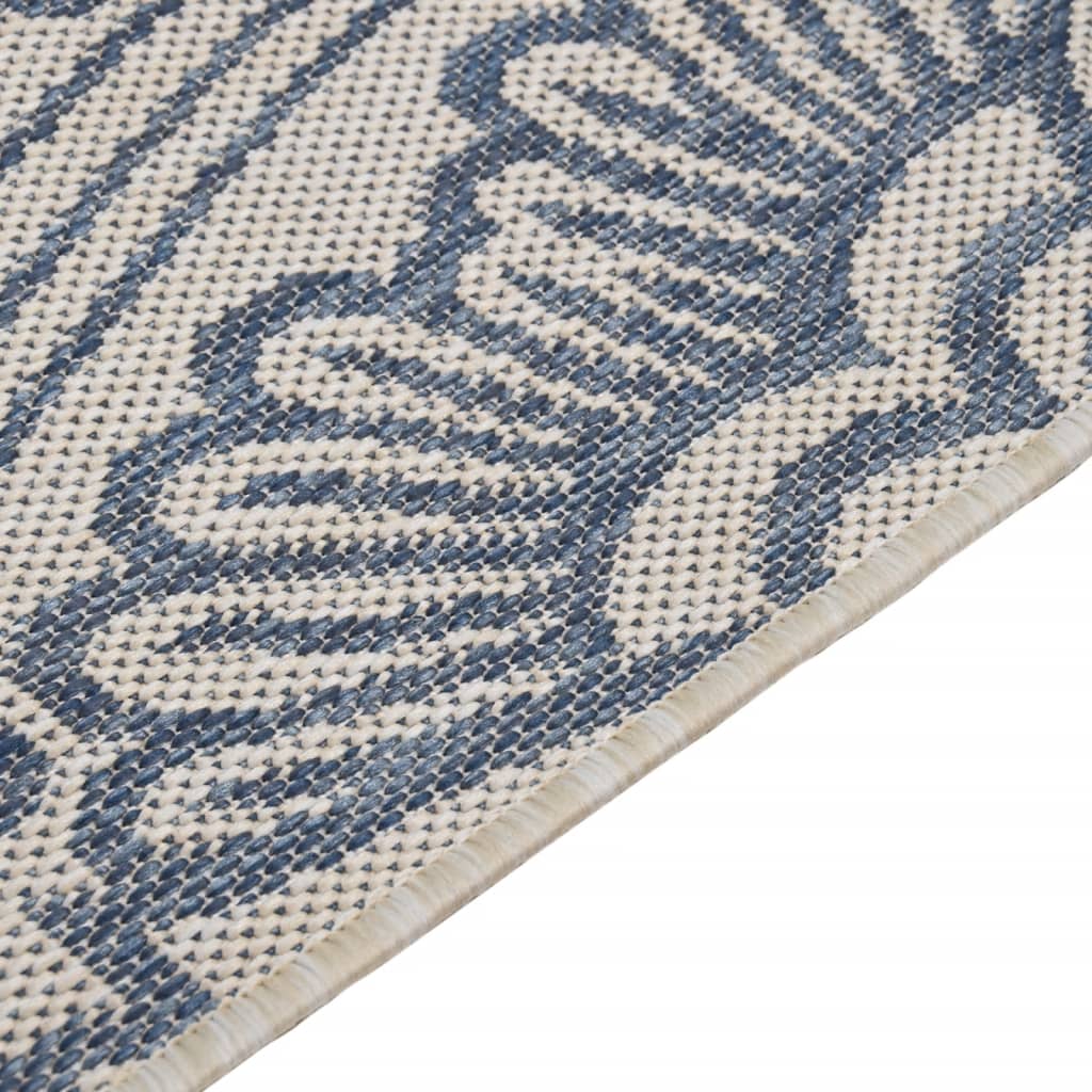 Buitenkleed met patroon platgeweven 100x200 cm blauw - Griffin Retail