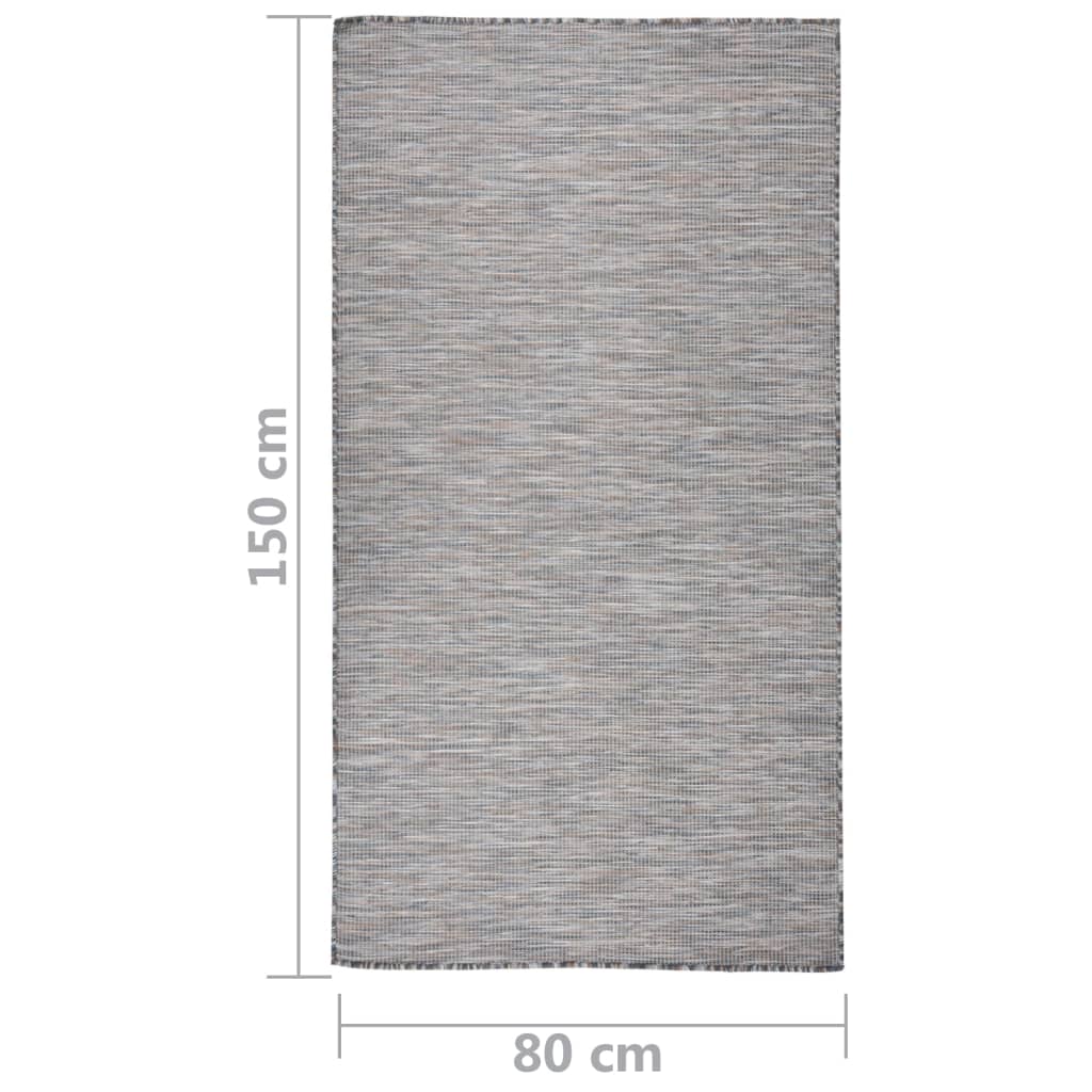 Buitenkleed platgeweven 80x150 cm bruin en zwart - Griffin Retail