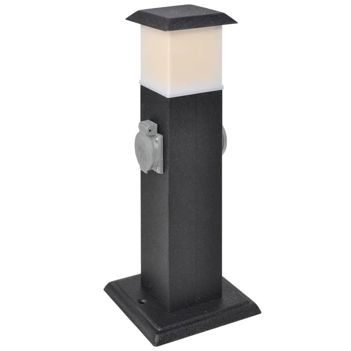 Buitenstopcontact op zuil met lamp (zwart) - Griffin Retail