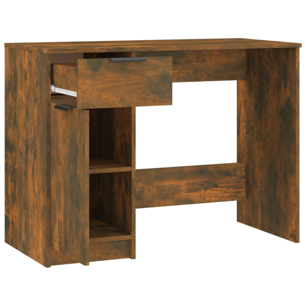 Bureau 100x50x75 cm bewerkt hout gerookt eikenkleurig - Griffin Retail