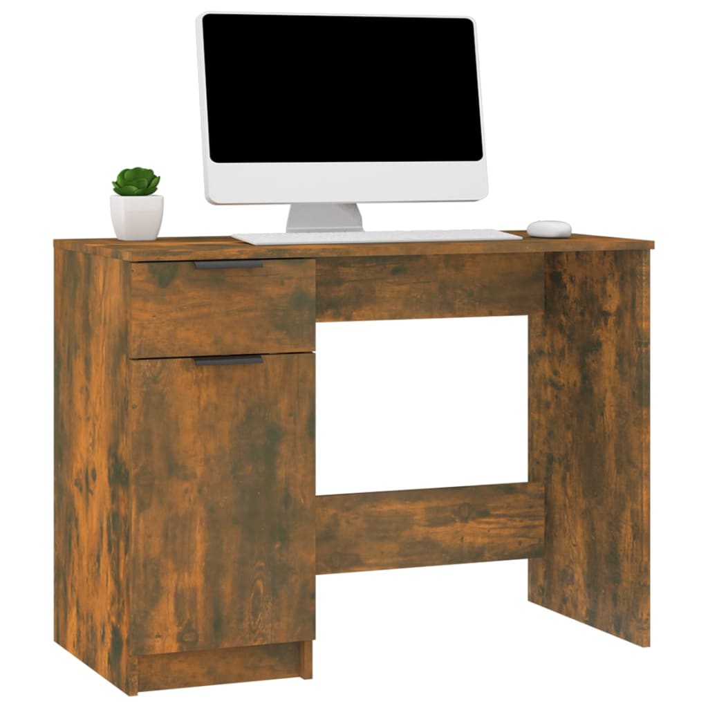 Bureau 100x50x75 cm bewerkt hout gerookt eikenkleurig - Griffin Retail