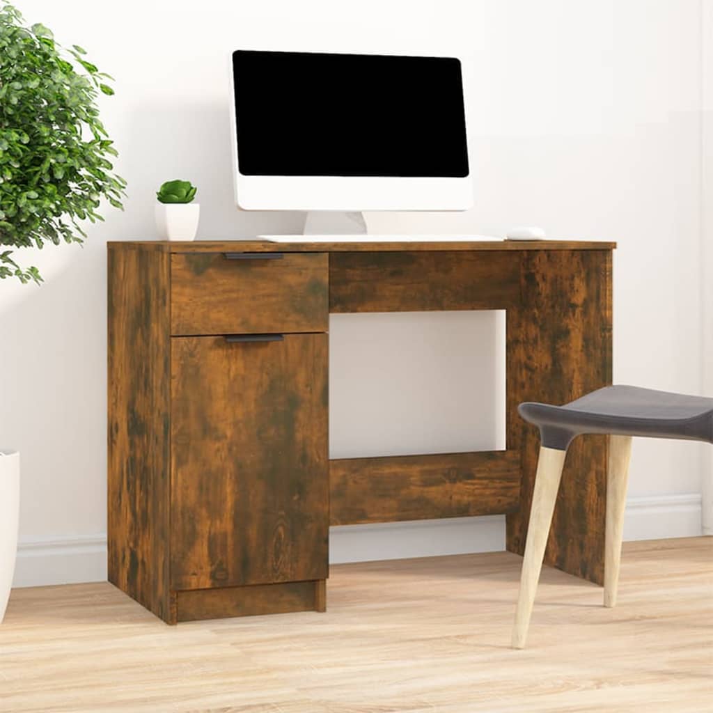 Bureau 100x50x75 cm bewerkt hout gerookt eikenkleurig - Griffin Retail