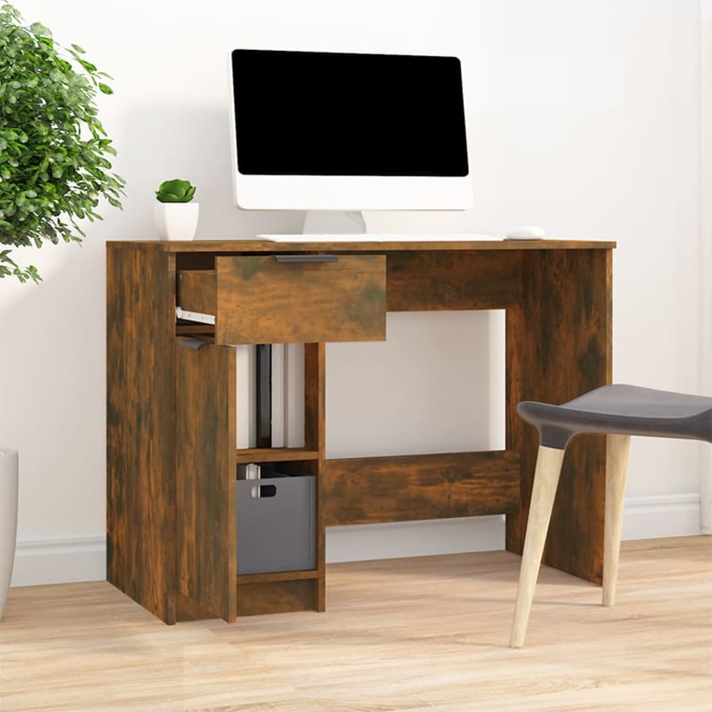 Bureau 100x50x75 cm bewerkt hout gerookt eikenkleurig - Griffin Retail