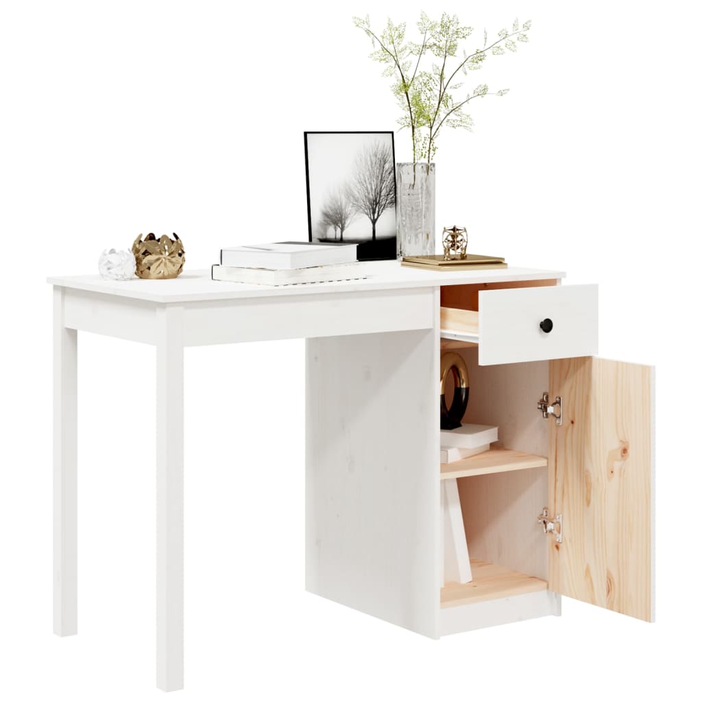 Bureau 100x50x75 cm massief grenenhout wit - Griffin Retail