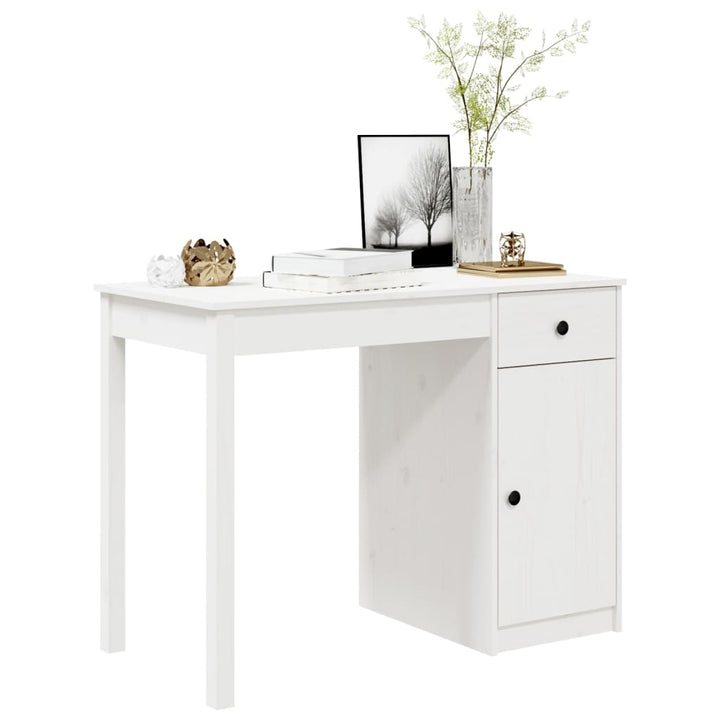 Bureau 100x50x75 cm massief grenenhout wit - Griffin Retail