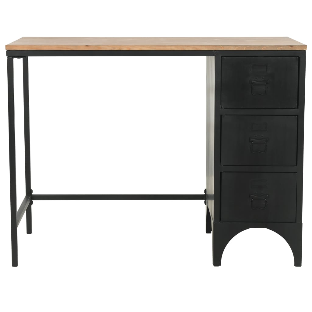 Bureau 100x50x76 cm massief vurenhout en staal - Griffin Retail