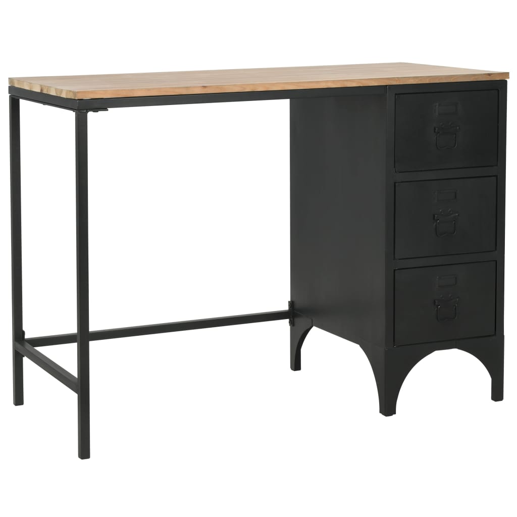 Bureau 100x50x76 cm massief vurenhout en staal - Griffin Retail