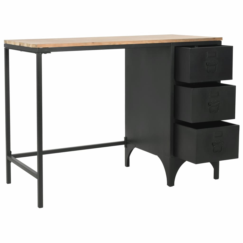 Bureau 100x50x76 cm massief vurenhout en staal - Griffin Retail