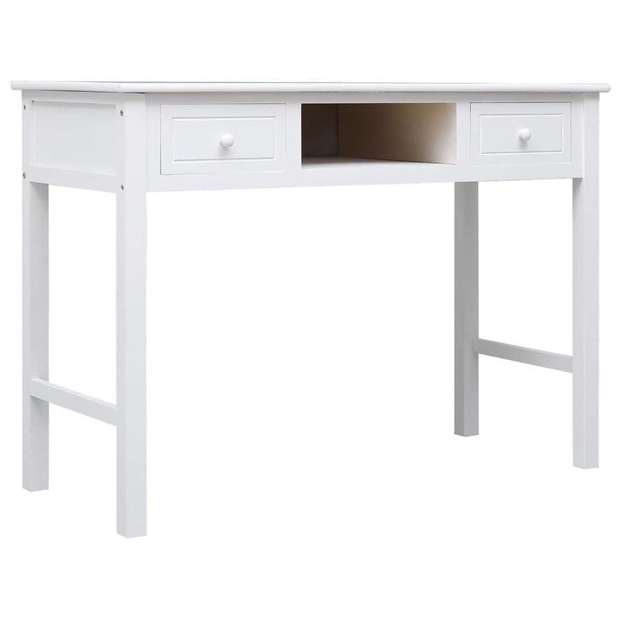 Bureau 108x45x76 cm massief paulowniahout wit - Griffin Retail