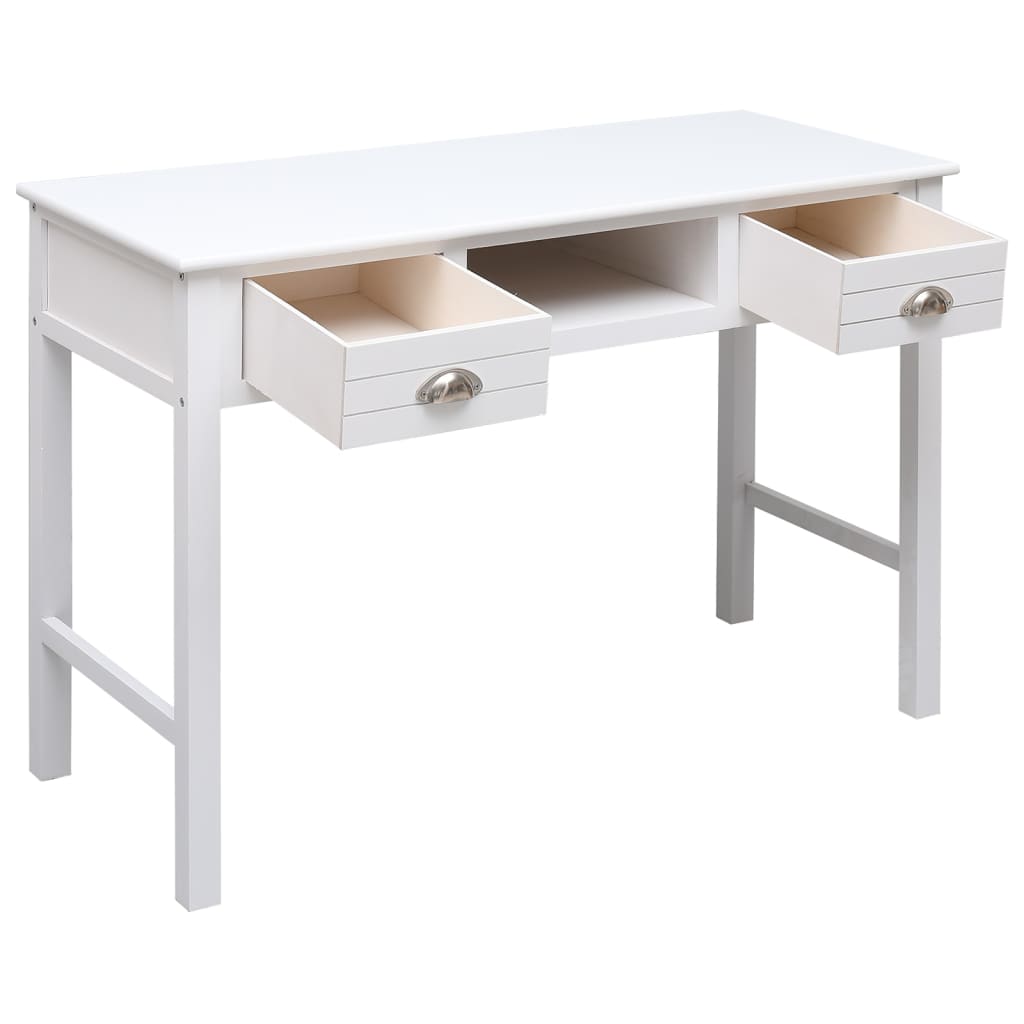 Bureau 108x45x76 cm massief paulowniahout wit - Griffin Retail