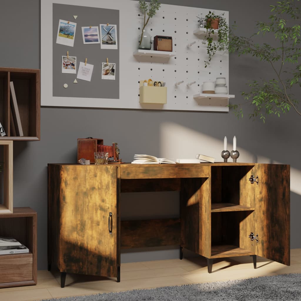 Bureau 140x50x75 cm bewerkt hout gerookt eikenkleurig - Griffin Retail