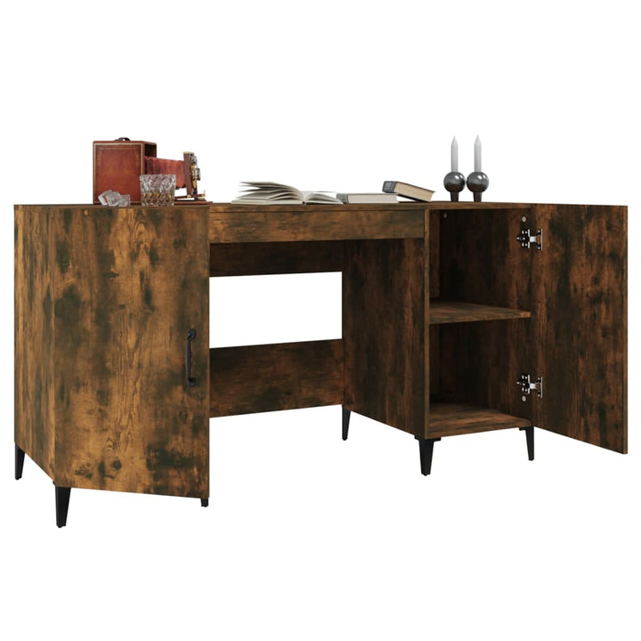 Bureau 140x50x75 cm bewerkt hout gerookt eikenkleurig - Griffin Retail