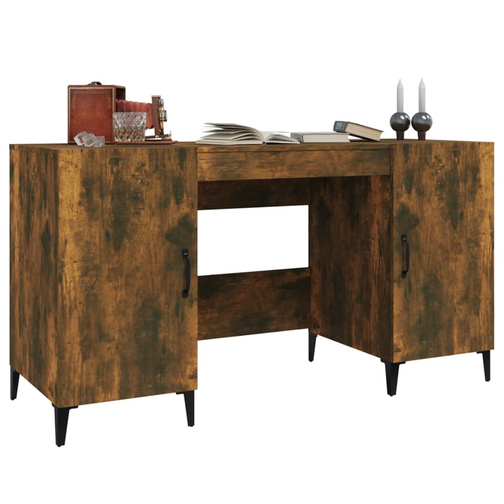 Bureau 140x50x75 cm bewerkt hout gerookt eikenkleurig - Griffin Retail