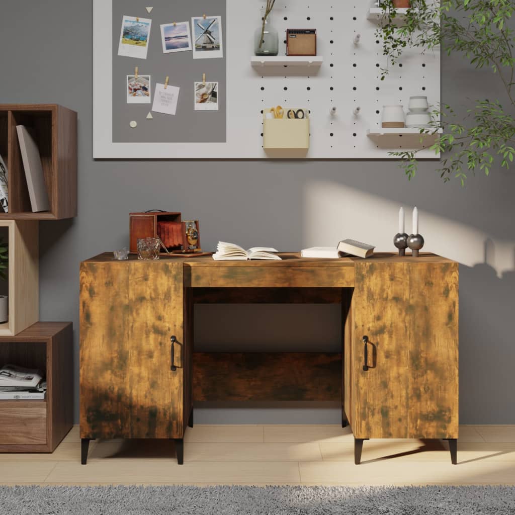 Bureau 140x50x75 cm bewerkt hout gerookt eikenkleurig - Griffin Retail