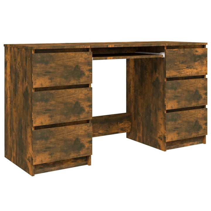 Bureau 140x50x77 cm bewerkt hout gerookt eikenkleurig - Griffin Retail