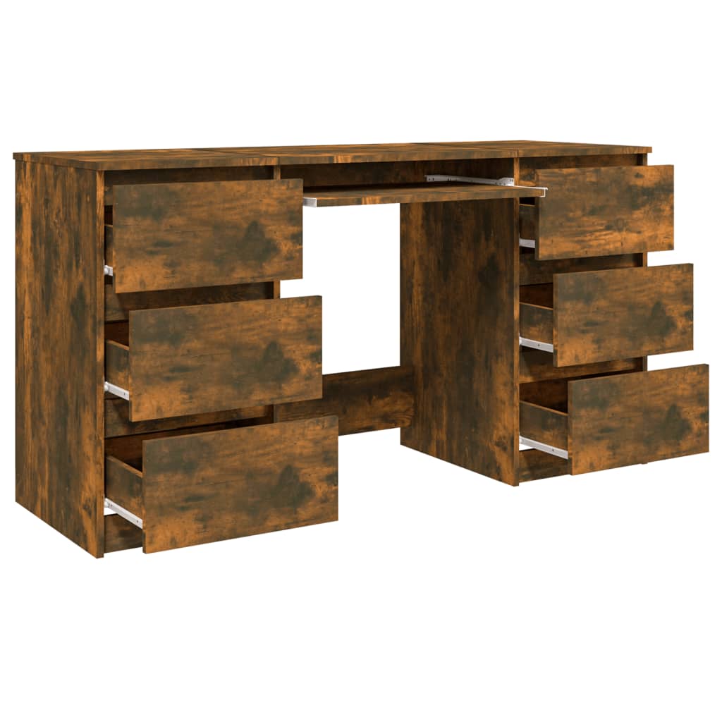 Bureau 140x50x77 cm bewerkt hout gerookt eikenkleurig - Griffin Retail