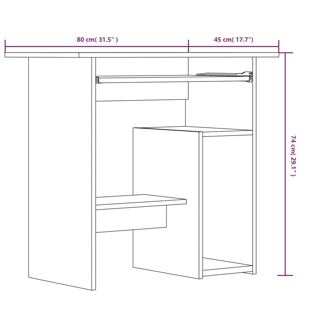 Bureau 80x45x74 cm bewerkt hout bruineikenkleurig - Griffin Retail