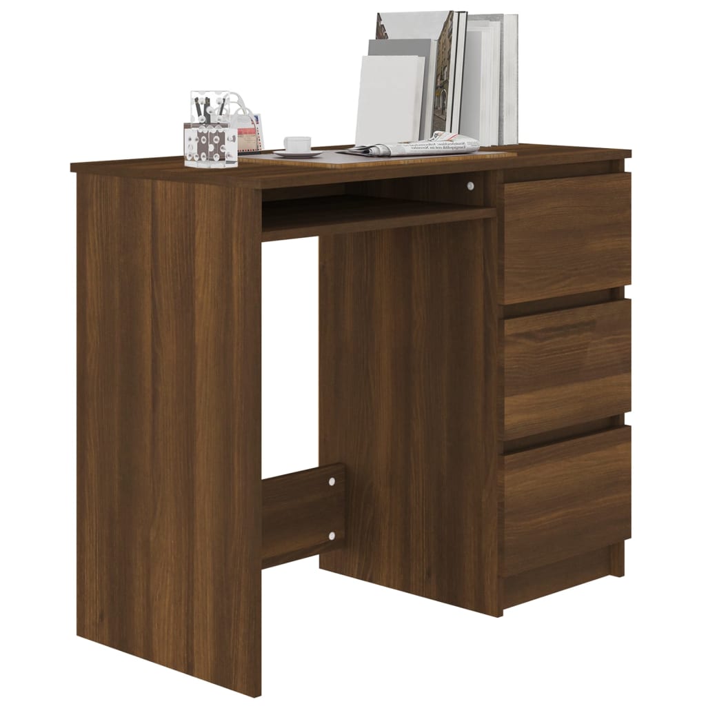 Bureau 90x45x76 cm bewerkt hout bruineikenkleurig - Griffin Retail